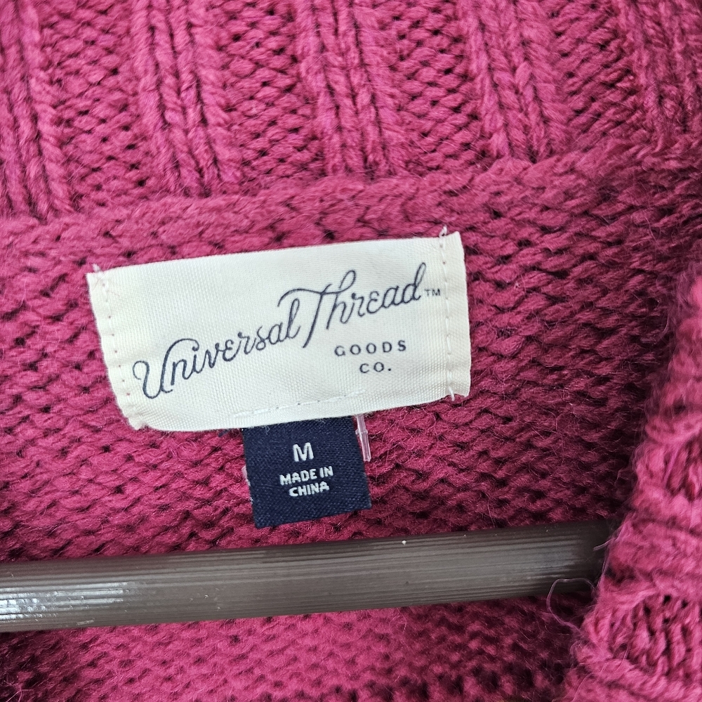 Universal Thread Magenta Fair Isle Knit Sweater with Mustard & Cream Accents - Picture 2 of 7